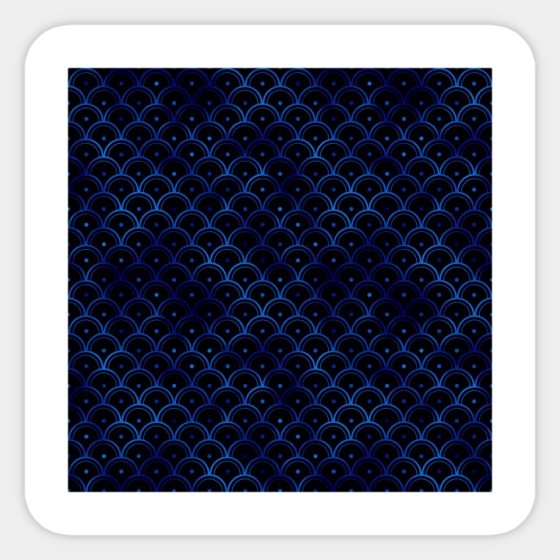 Dotted Scales in Black and Classic Blue Vintage Faux Foil Art Deco Vintage Foil Pattern Sticker by podartist